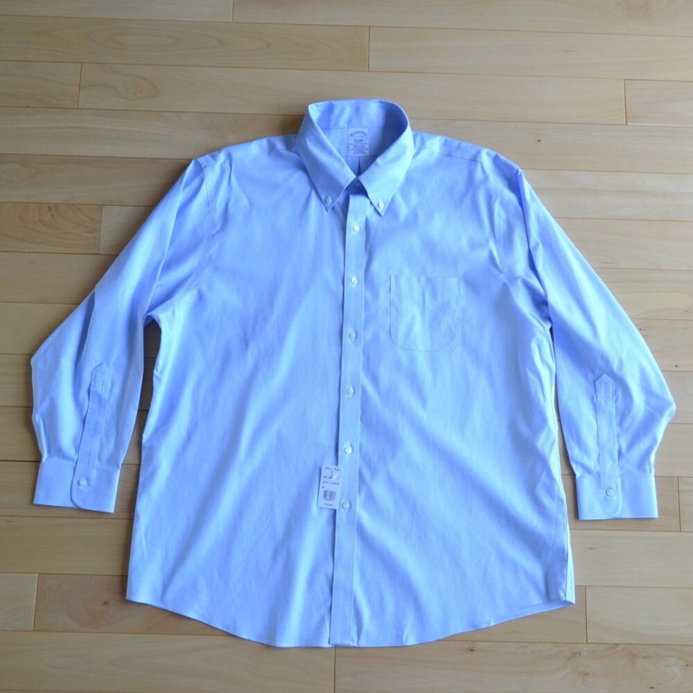 NWT Brooks Brothers Button Down Dress Shirt Light Blue